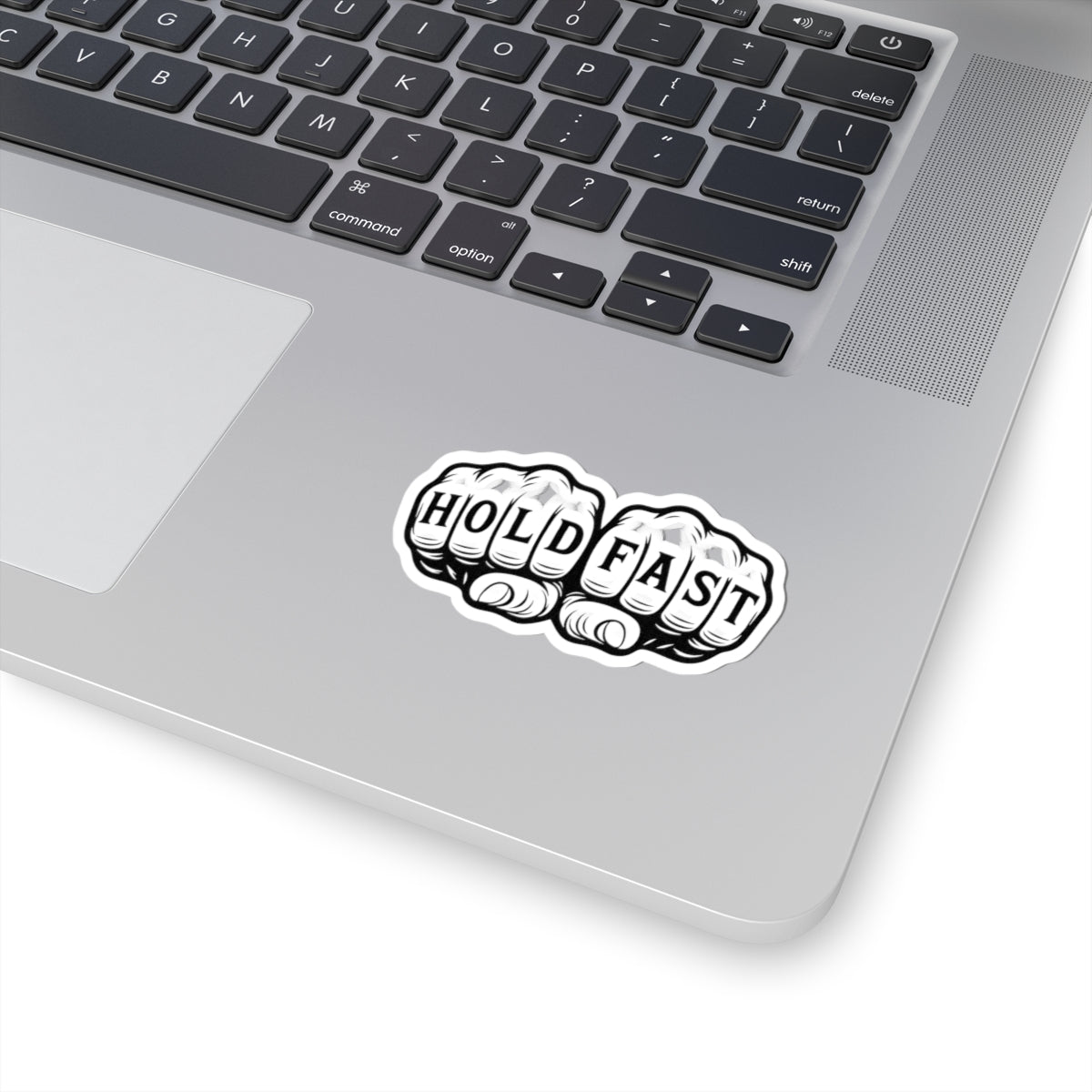 Hold Fast Tattoo Fists Sticker, Black and White Bold Knuckle Art