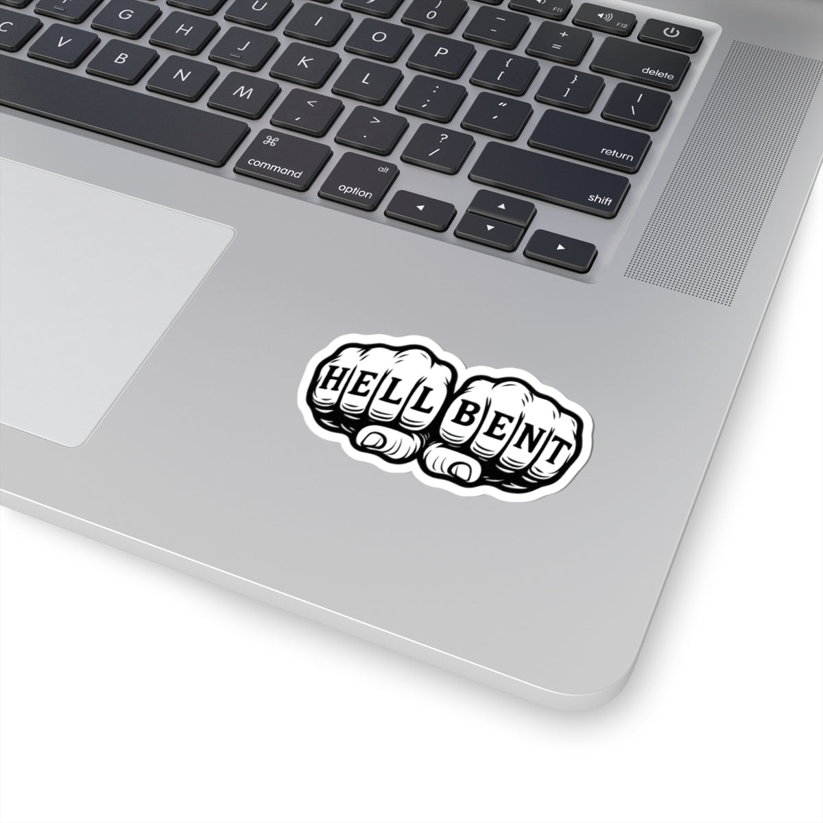 Hell Bent Knuckle Tattoo Sticker, Black & White Rebel Fist Art