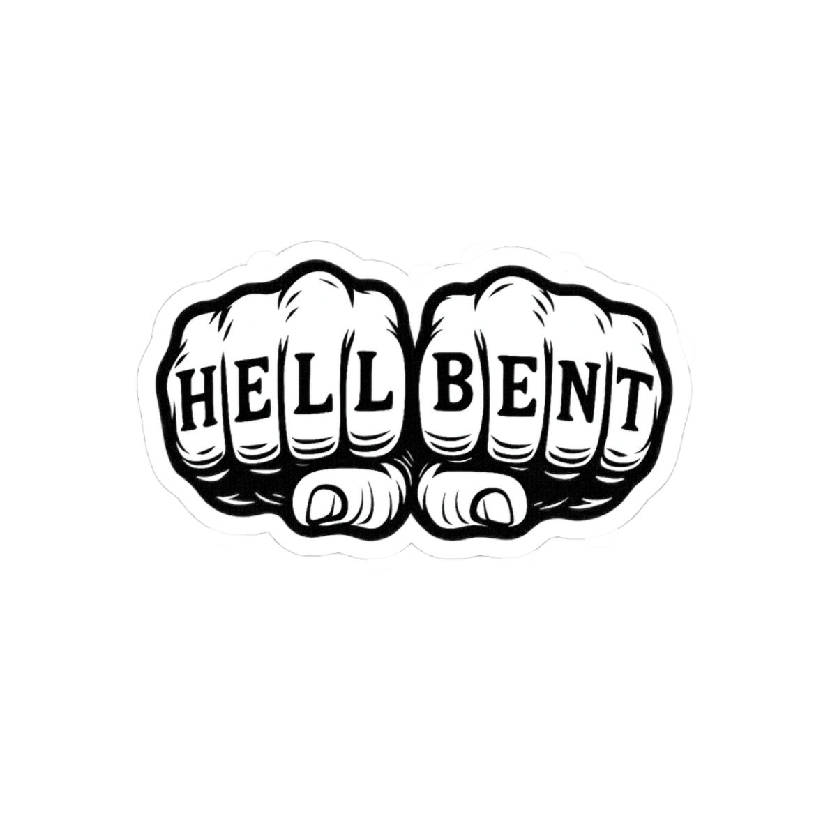 Hell Bent Knuckle Tattoo Sticker, Black & White Rebel Fist Art