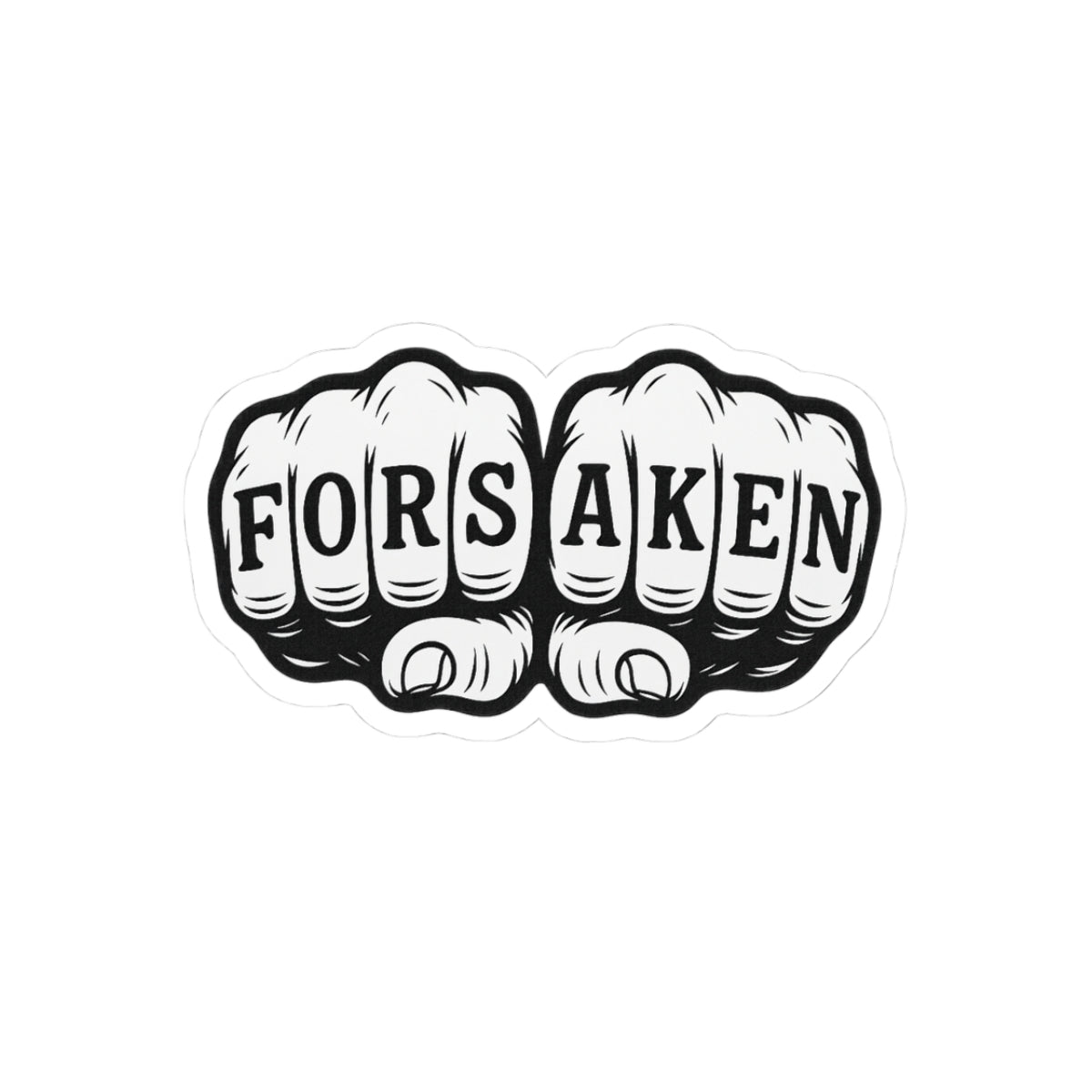 Forsaken Fists Tattoo Style Sticker, Black and White Knuckle Art