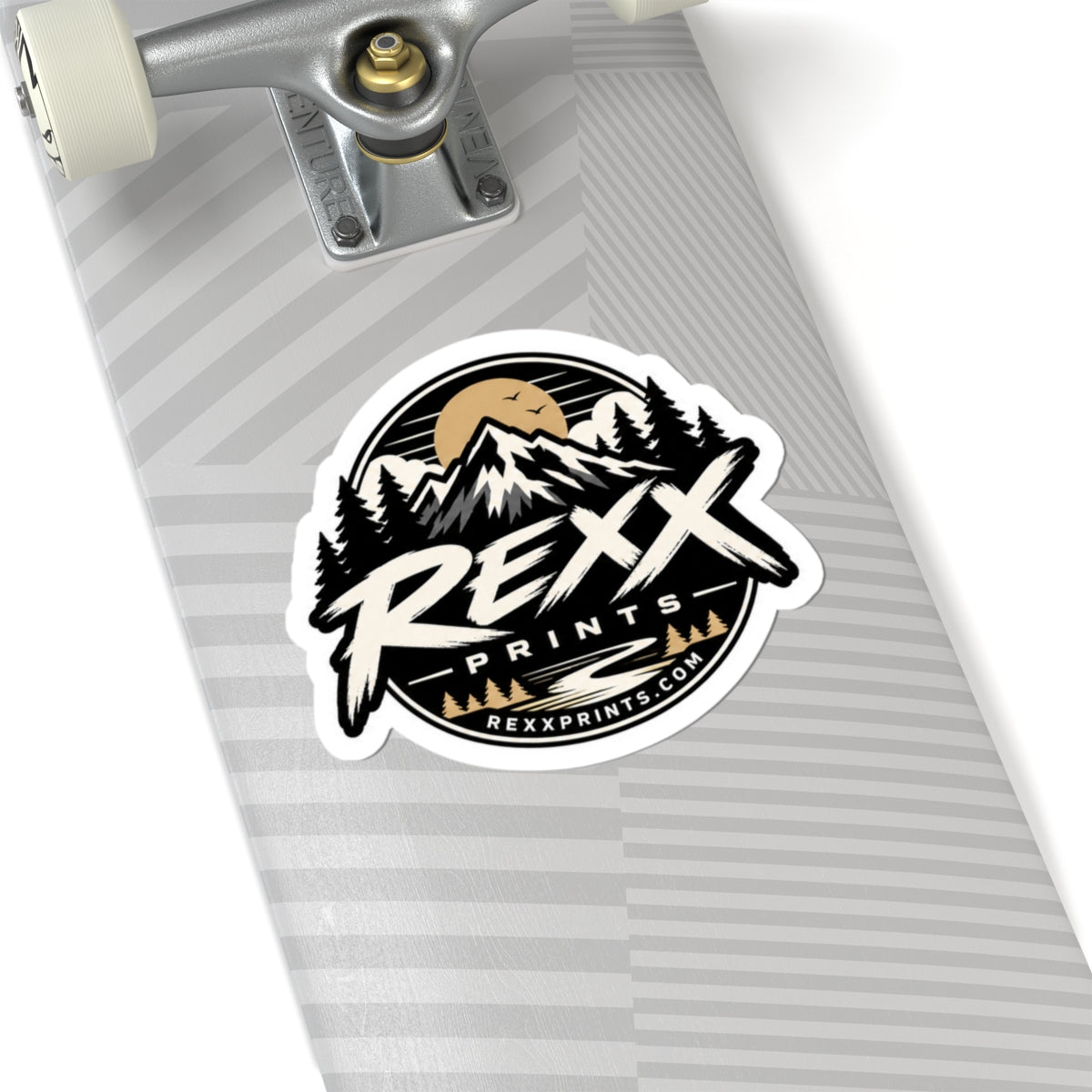 REXXPRINTS Logo Sticker | Mountain Scene Vinyl Decal | Outdoor Adventure Sticker for Laptop, Tumbler, Toolbox