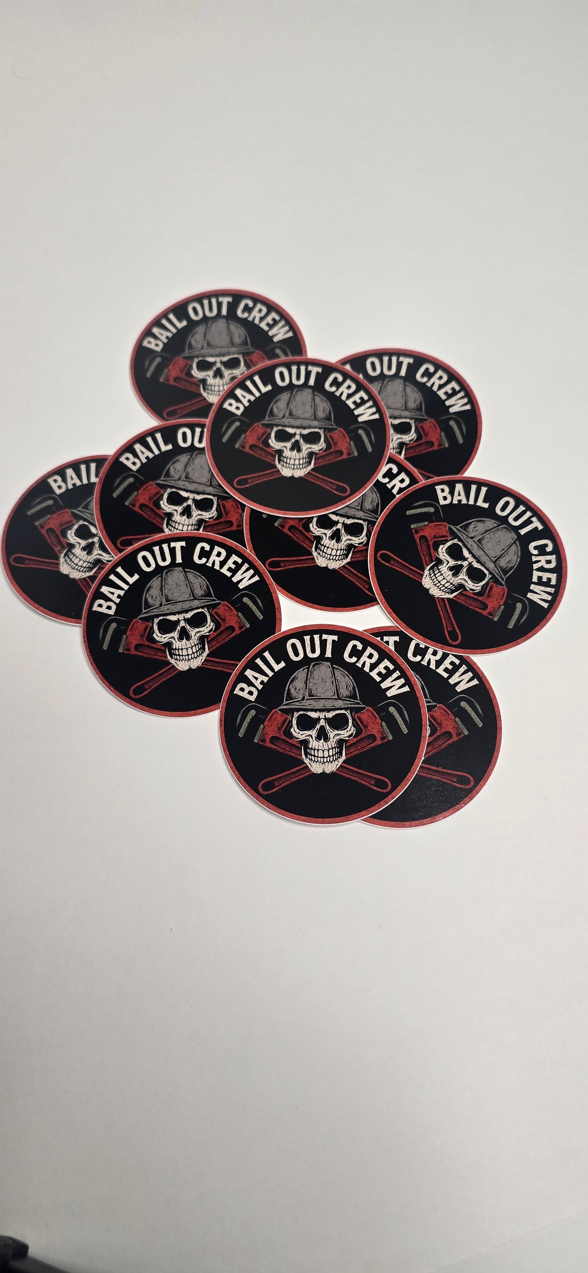 Bail Out Crew Sticker, Skull Hard Hat, Pipefitter Decal