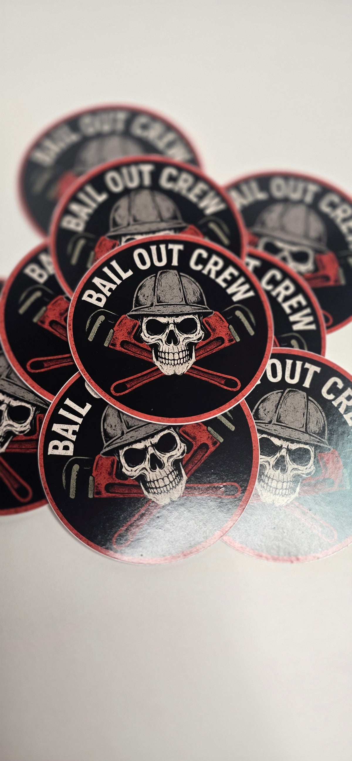 Bail Out Crew Sticker, Skull Hard Hat, Pipefitter Decal