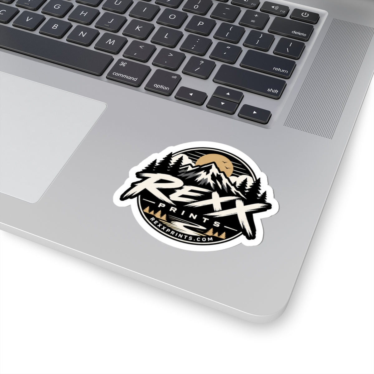 REXXPRINTS Logo Sticker | Mountain Scene Vinyl Decal | Outdoor Adventure Sticker for Laptop, Tumbler, Toolbox