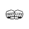 Fast Life Sticker, Bold Knuckle Tattoo Style