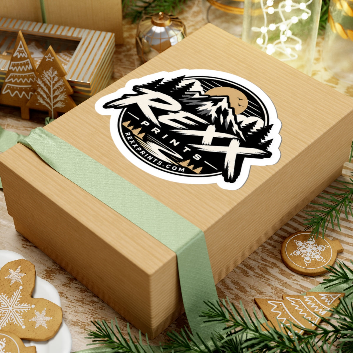 REXXPRINTS Logo Sticker | Mountain Scene Vinyl Decal | Outdoor Adventure Sticker for Laptop, Tumbler, Toolbox