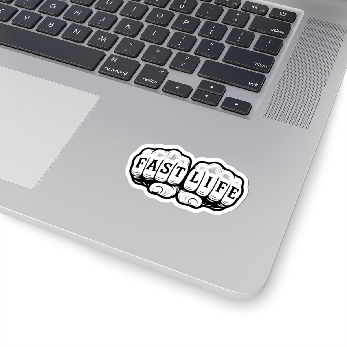 Fast Life Sticker, Bold Knuckle Tattoo Style