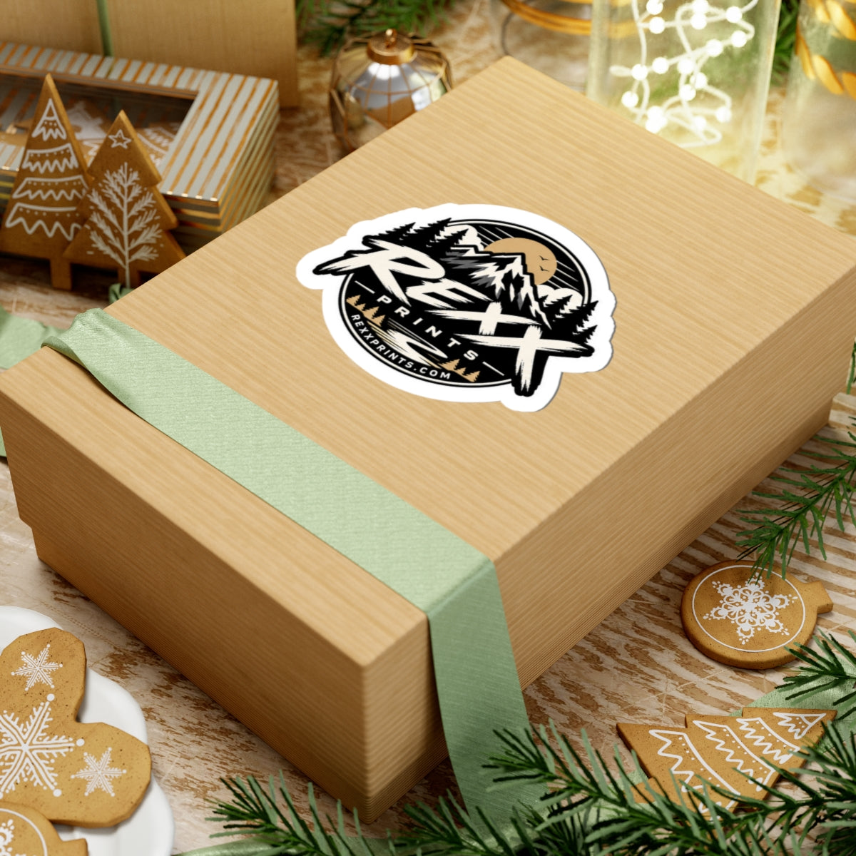 REXXPRINTS Logo Sticker | Mountain Scene Vinyl Decal | Outdoor Adventure Sticker for Laptop, Tumbler, Toolbox