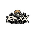 REXXPRINTS Mountain Logo Sticker | Vintage Outdoor Badge Decal | Retro Sunset Pine Tree Vinyl Sticker