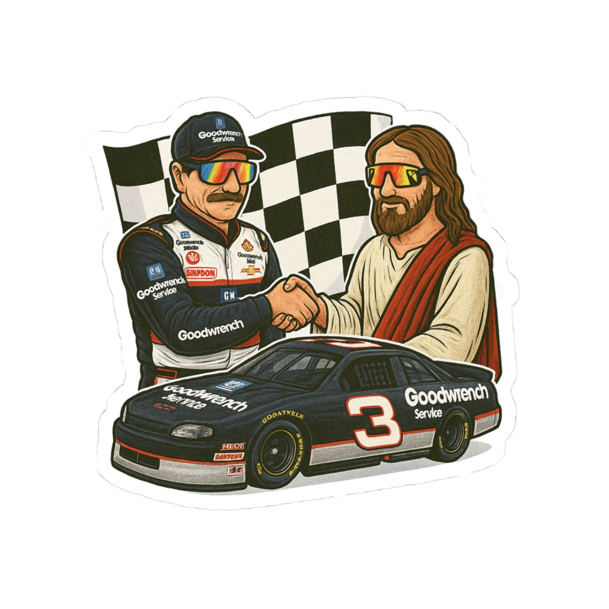 God, Grit And Gasoline, Dale & Jesus Patriotic Sticker