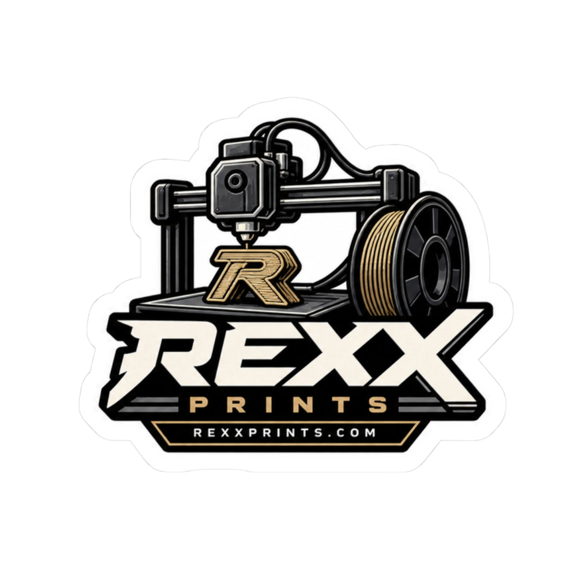 REXXPRINTS 3D Printer Logo Sticker | Maker Vinyl Decal | 3D Printing Enthusiast Sticker for Laptop, Toolbox, Water Bottle