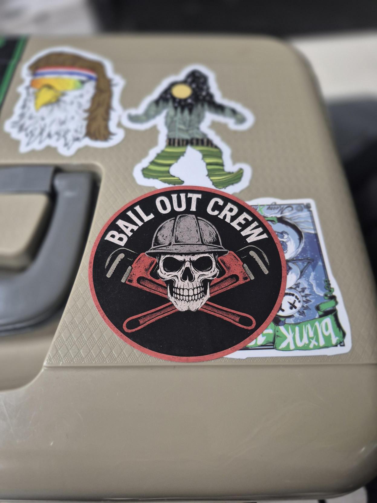 Bail Out Crew Sticker, Skull Hard Hat, Pipefitter Decal