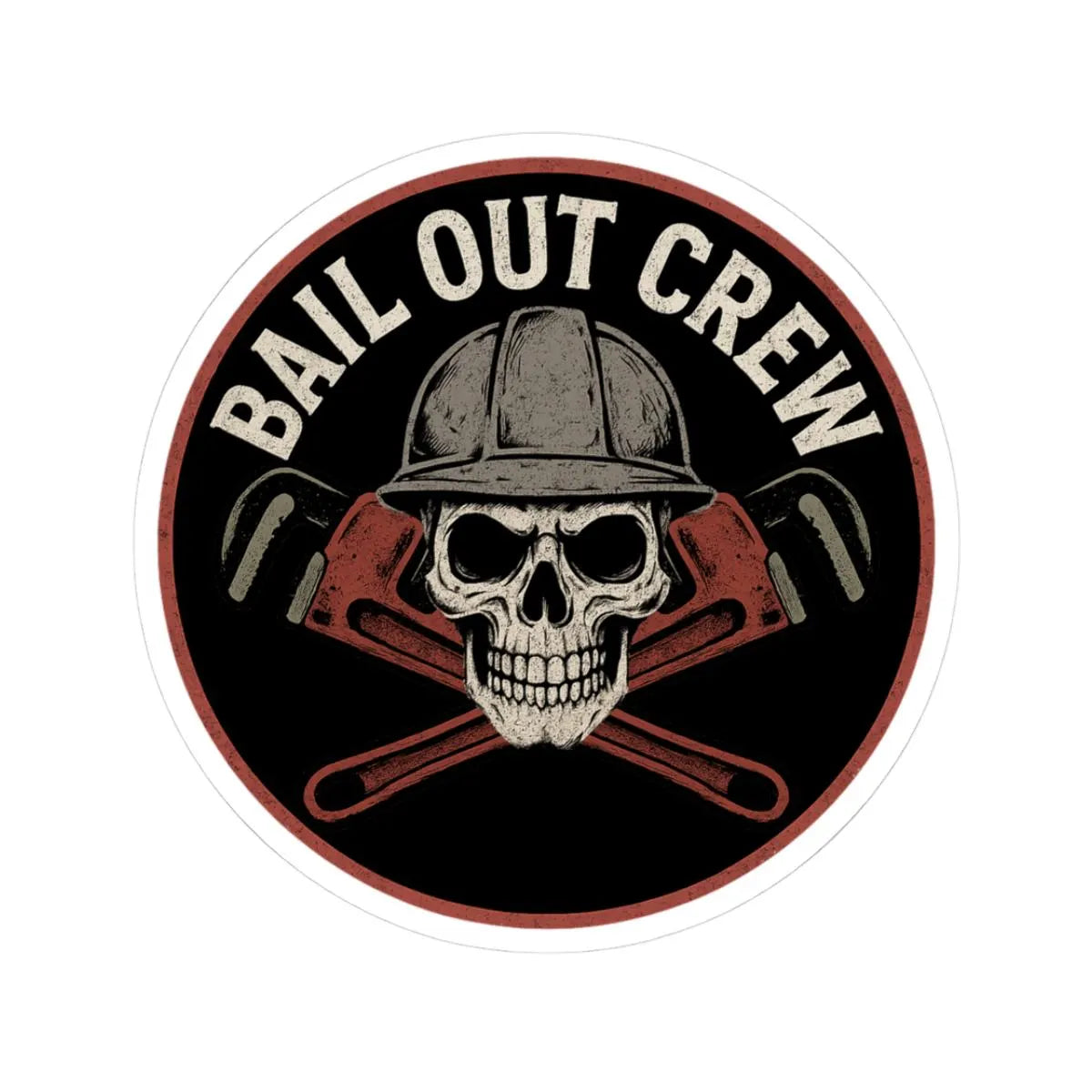 Bail Out Crew Sticker, Skull Hard Hat, Pipefitter Decal
